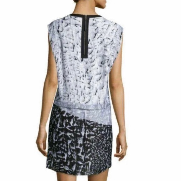 Helmut Lang Silk Annex Printed Sleeveless Mini Dress Gray Black White size 6 - Picture 2 of 15